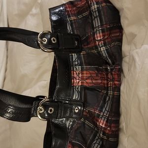 Coach Purse Red and Black Shimmer